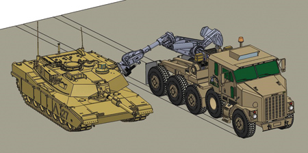illustration of a tank and a truck hooking up to the tank
