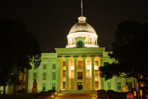State capitol building in Montgomery, Alabama, at night