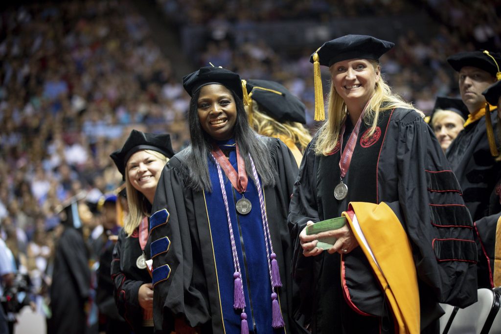 Doctorate graduates at commencement