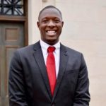 Demarcus Joiner outside Denny Chimes