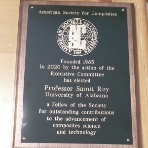 photo of a plaque awarded to Dr. Samit Roy