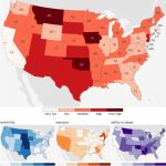 4 Charts of the USA showing Drought Vulnerability measurements