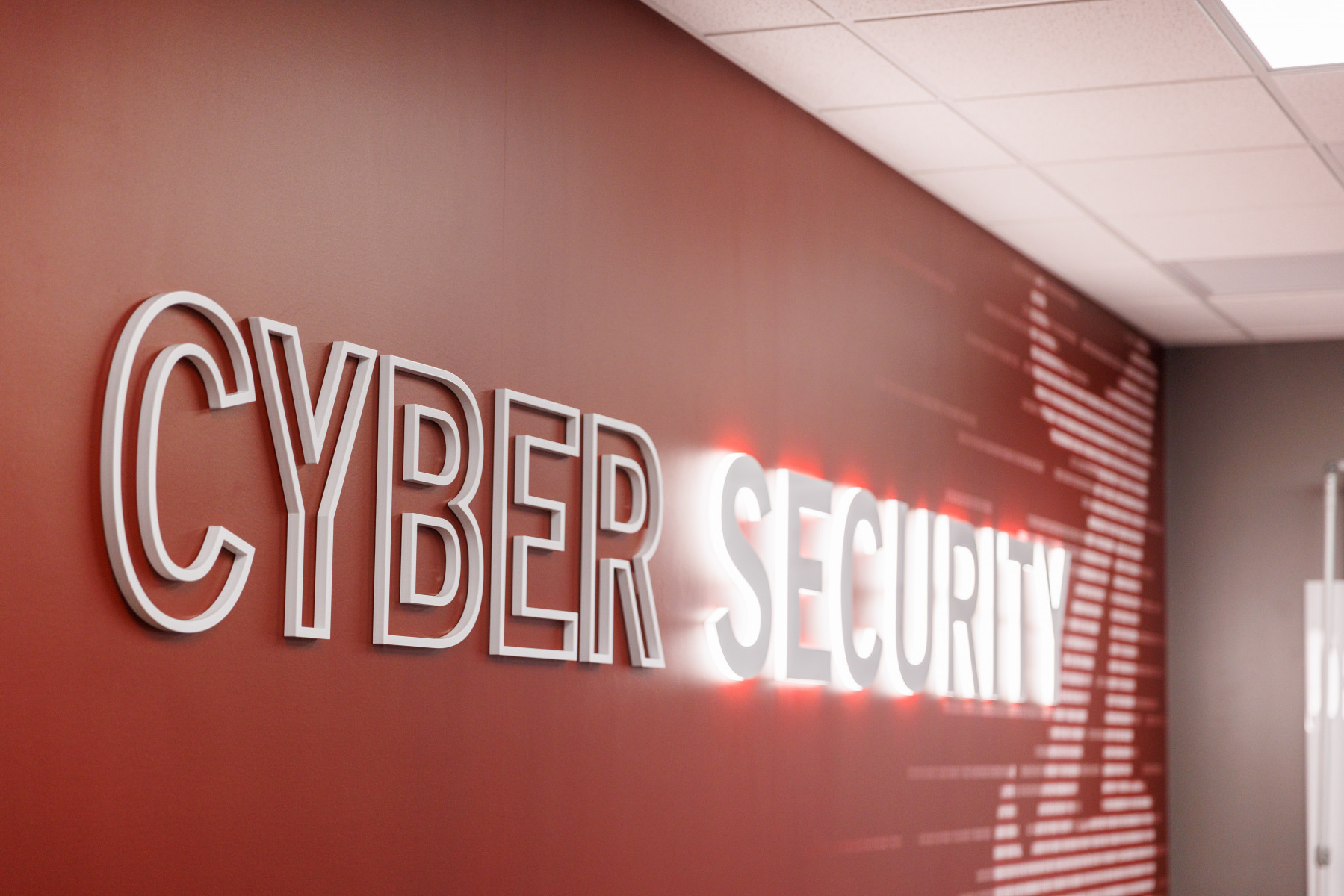 Wall saying 'cyber security'
